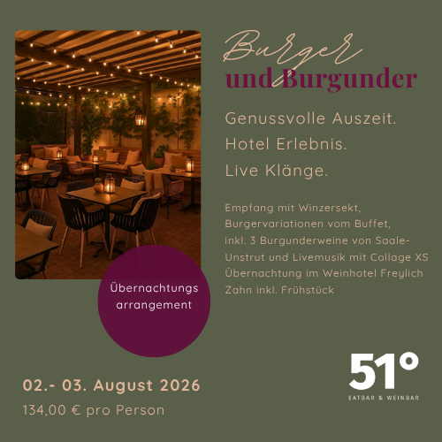 Burger und Burgunder - Hotel Arrangement - 02. August 2026