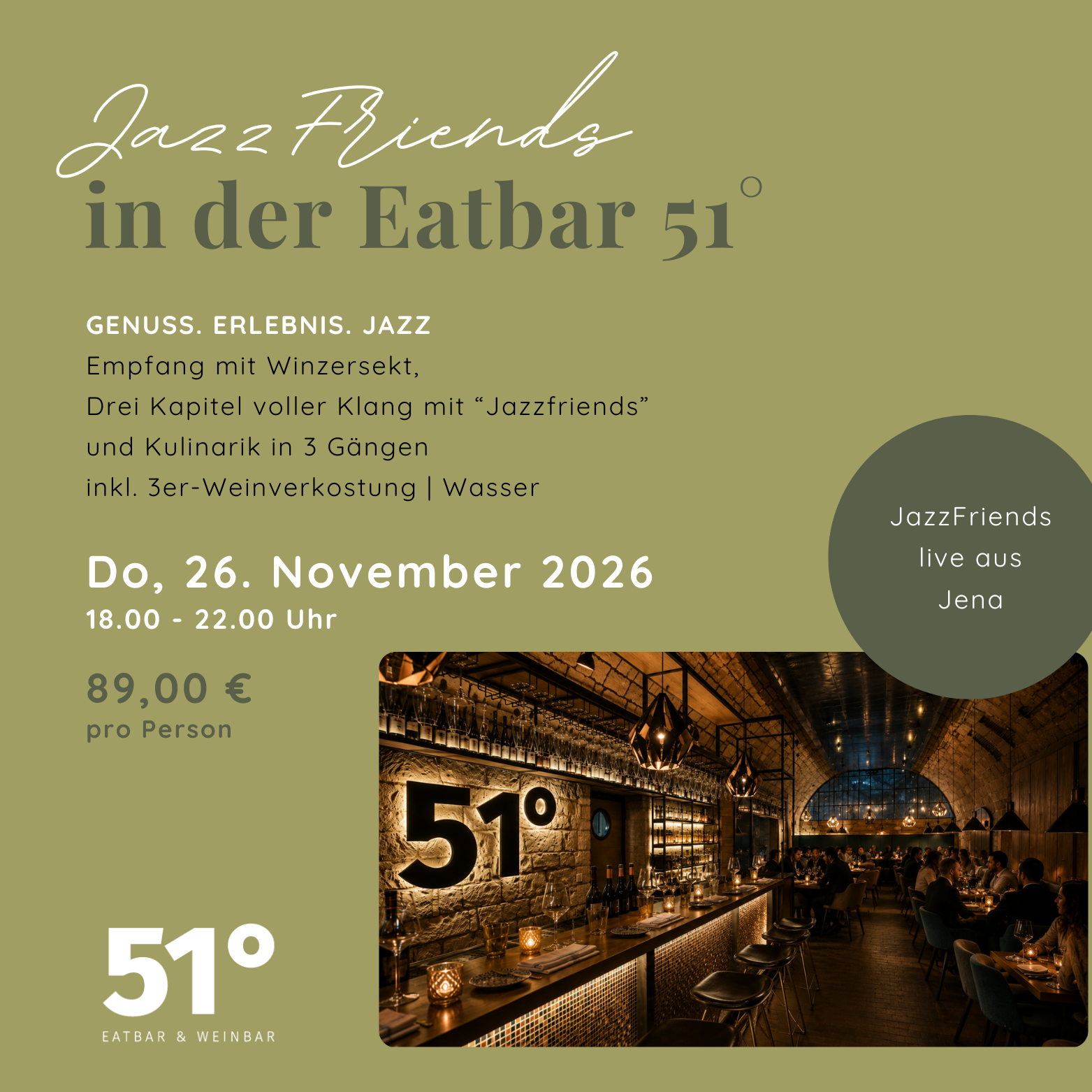 Jazz Friends in der Eatbar 51° - 26. November 2026