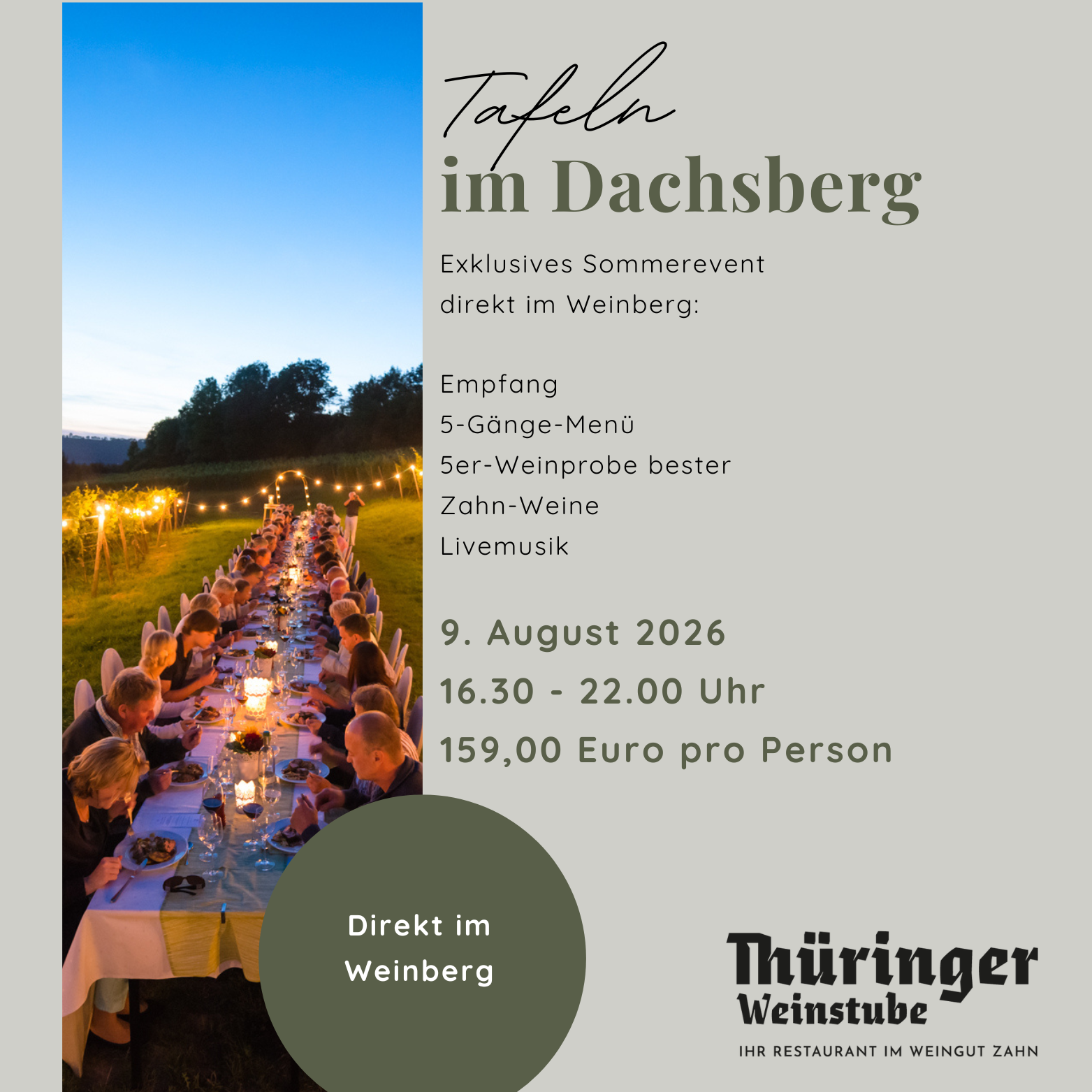 Tafeln im Dachsberg - Sonntag 09. August 2026