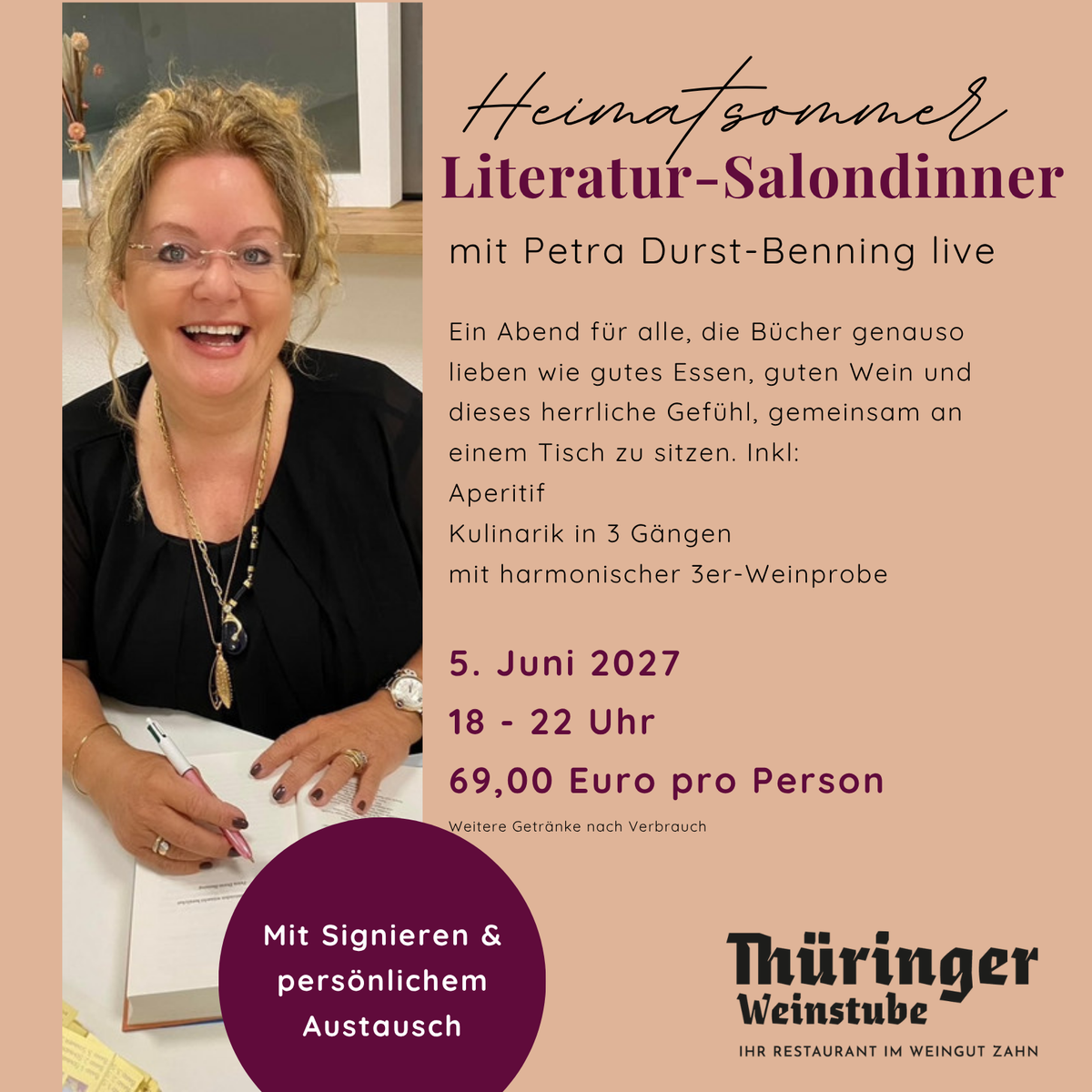Heimatsommer - Literatur-Salondinner - 05. Juni 2027